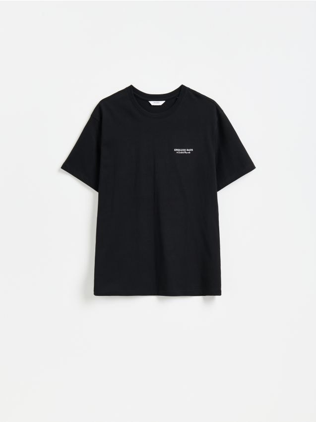 Reserved - T-shirt comfort z nadrukiem na plecach - czarny