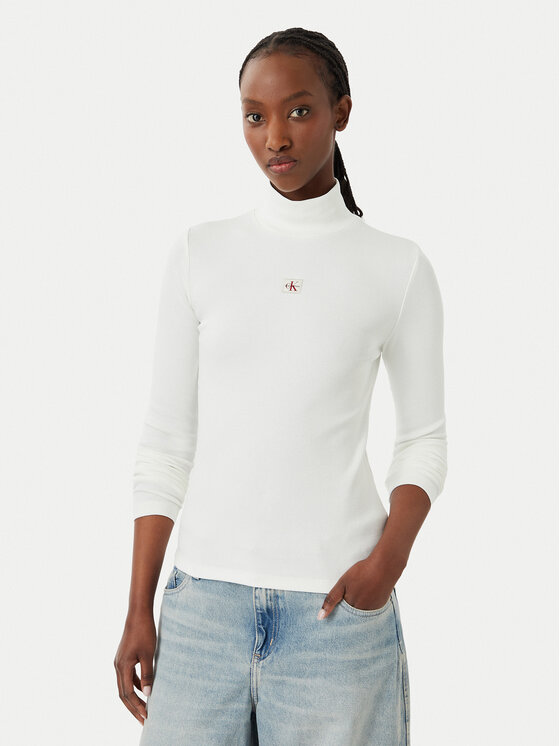 Calvin Klein Jeans Golf LV047D203G Biały Slim Fit