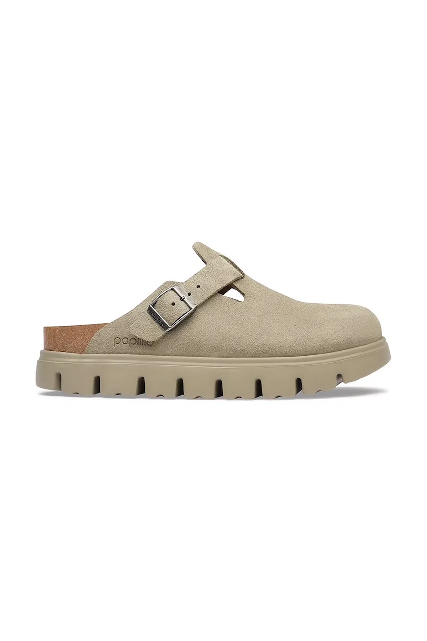 Birkenstock Boston Chunky LEVE klapki mules damskie zamszowe