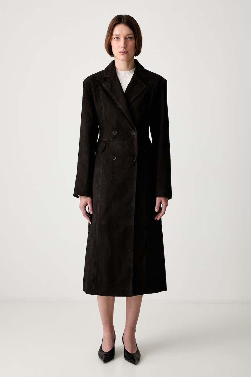 Rotate SUEDE LONG płaszcz dwustronny zamszowy damski