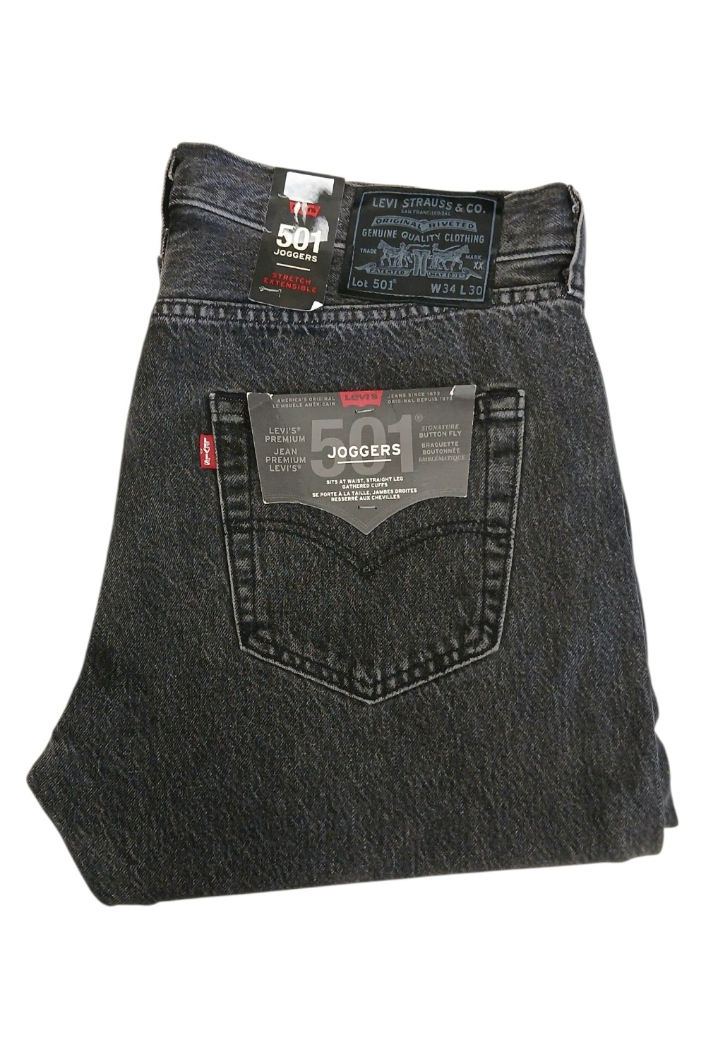 LEVI'S 501 JOGGERS GREY WORN IN JOGGERY MĘSKIE