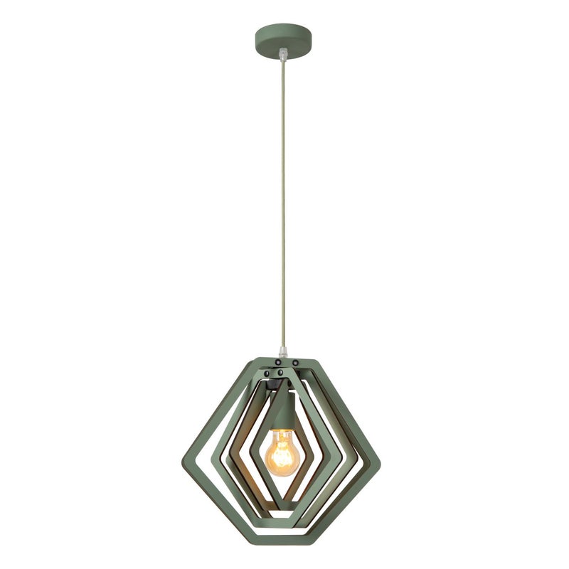 Lampa wisząca MAURO zielony 1xE27x40W drewno wym:100x33,5x33,5cm IP20 Lucide