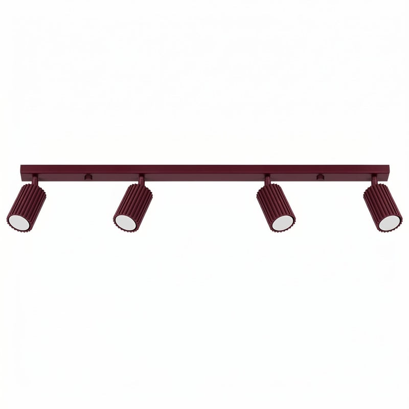 Lampa sufitowa nowoczesna burgundowa listwa ryflowane reflektorki 4xGU10 10W KARBON Sollux Lighting