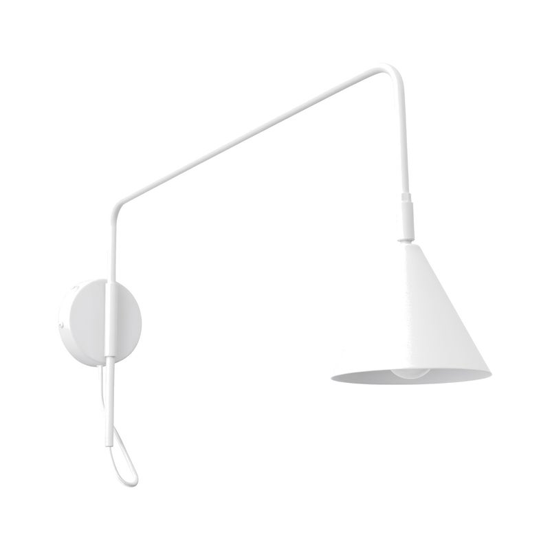 Kinkiet ścienny nowoczesny biały stożkowy klosz na wysięgniku włącznik 1xE14 10W NOX Sollux Lighting