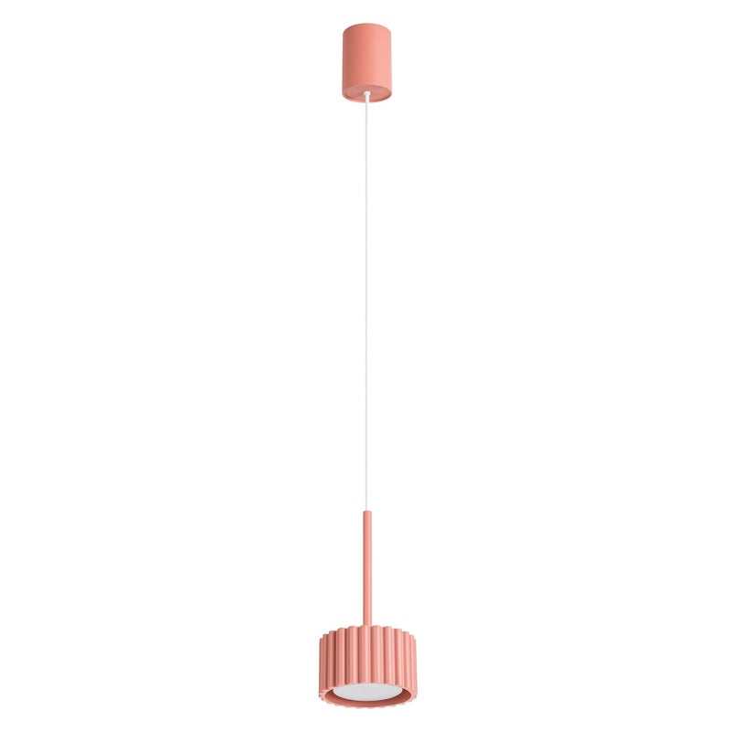 Lampa wisząca nowoczesna brzoskwiniowa mały okrągły ryflowany klosz 1xGX53 10W AURA Sollux Lighting