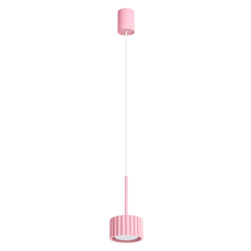 Lampa wisząca nowoczesna różowa mały okrągły ryflowany klosz 1xGX53 10W AURA Sollux Lighting