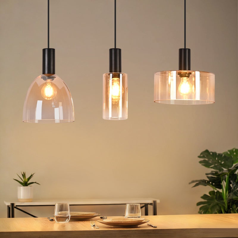 NETTLIFE 3-punktowa lampa wisząca nad stół jadalny, żyrandol w stylu vintage industrial z regulowaną wysokością do kuchni(żarówki nie są dołączone)