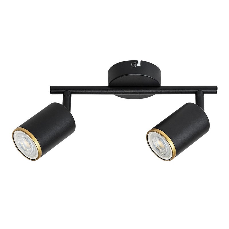 Listwa 2 Reflektory GU10 Walec Regulowany Czarny Matowy Złoty Metal IP20
