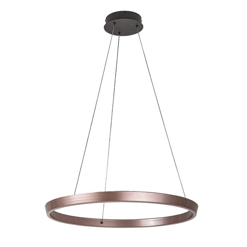 Lampa wisząca LED 36W 2520lm CCT Ściemnialny Pierścień Okrągły Brązowy Kawowy Szczotkowany Metal IP20 Ø600mm