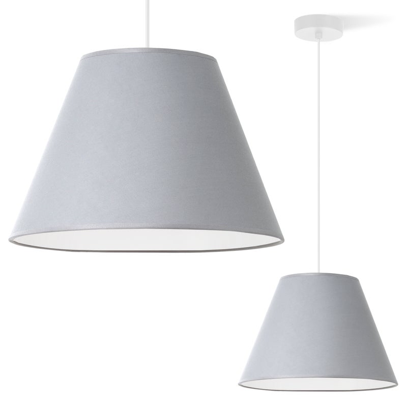 Lampa sufitowa wisząca Gaja biały 1xE27 abażur średni szary stożek 30cm Light Home LH