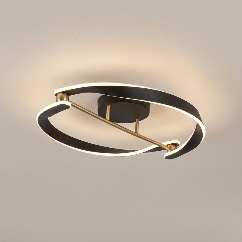 Lampa sufitowa dwie wstęgi świetlne LED Adalind 40W biała ciepła 2200lm metal czarno-złota-biała wym:12,5x60x60cm IP20 Rabalux