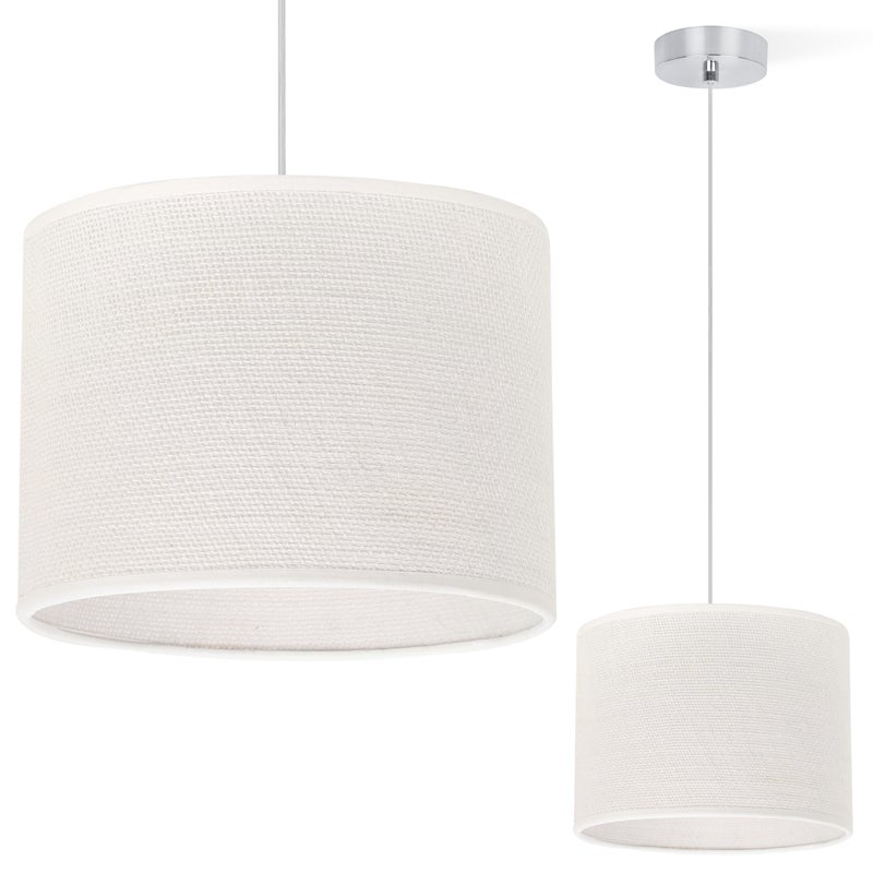 Lampa sufitowa wisząca Juta chrom 1xE27 abażur biały walec 20cm Light Home LH