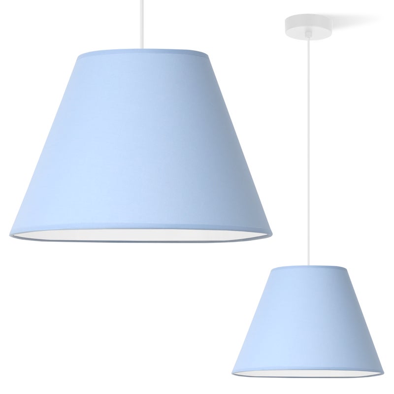 Lampa sufitowa wisząca Pastel biały 1xE27 abażur niebieski stożek 30cm Light Home LH