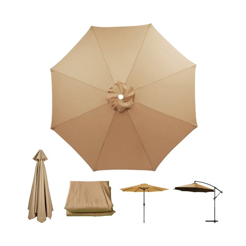 Zapasowa czasza do parasola ogrodowego, ochrona przed promieniowaniem UV, wodoodporna, czasza parasola 8-żebrowego, kolor khaki (tylko czasza parasol