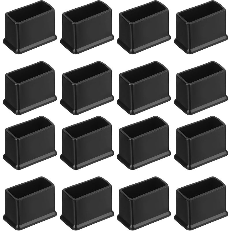 26 szt. kwadratowych nakładek na nogi krzeseł z tworzywa PVC, 30 mm x 15 mm, czarne, podkładki na nogi mebli do stołów, nakładki ochronne na podłogę