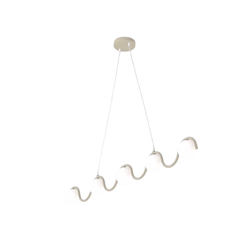 Lampa wisząca falista listwa z kulami SINUS beżowo-biały 5xG9x8W metal wym:120x110x10cm IP20 Emibig