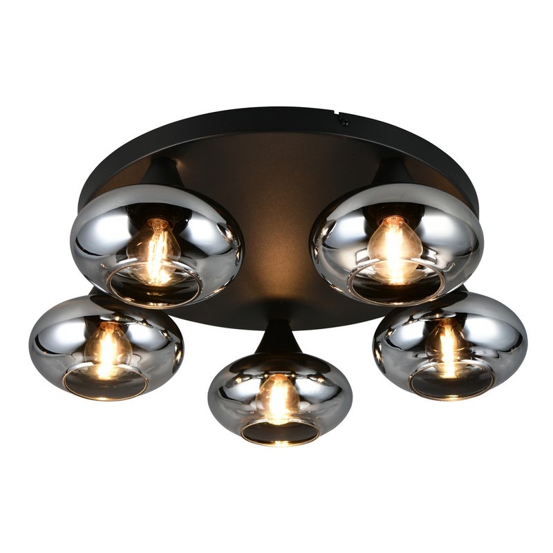 Lampa wisząca DIVINA czarny-dymiony 5xE14x10W szkło wym:15x49x49cm IP20 RL