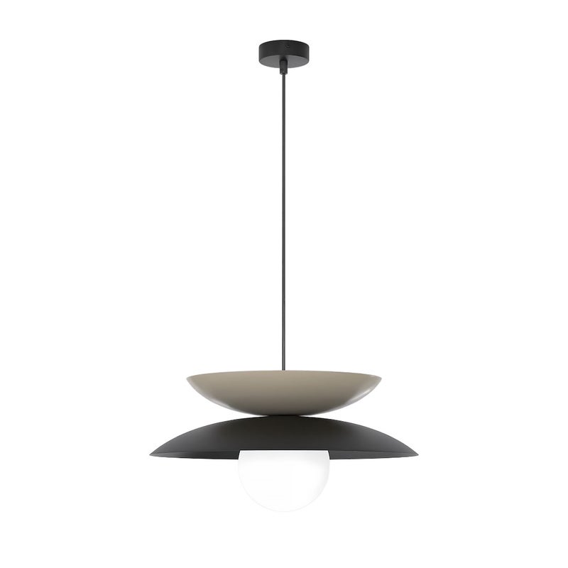 Lampa wisząca warstwowe dyski z kulą NAGOYA czarno-beżowo-biały 1xG9x8W metal wym:140x41x41cm IP20 Emibig