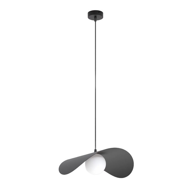 Lampa wisząca duży falisty klosz z kulą RITUAL czarno-biały 1xG9x8W metal wym:140x40x40cm IP20 Emibig