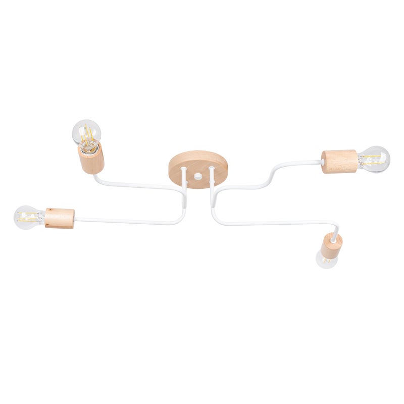 Lampa sufitowa PALMOS biało-brązowa 4xE27x15W drewno wym:16,5x75x58cm IP20 Pure Lume