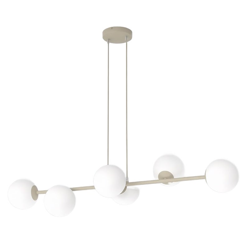 Lampa wisząca szklane kule na sticku MAGNUS beżowo-biały 6xE14x10W szkło wym:100x110x30cm IP20 Emibig