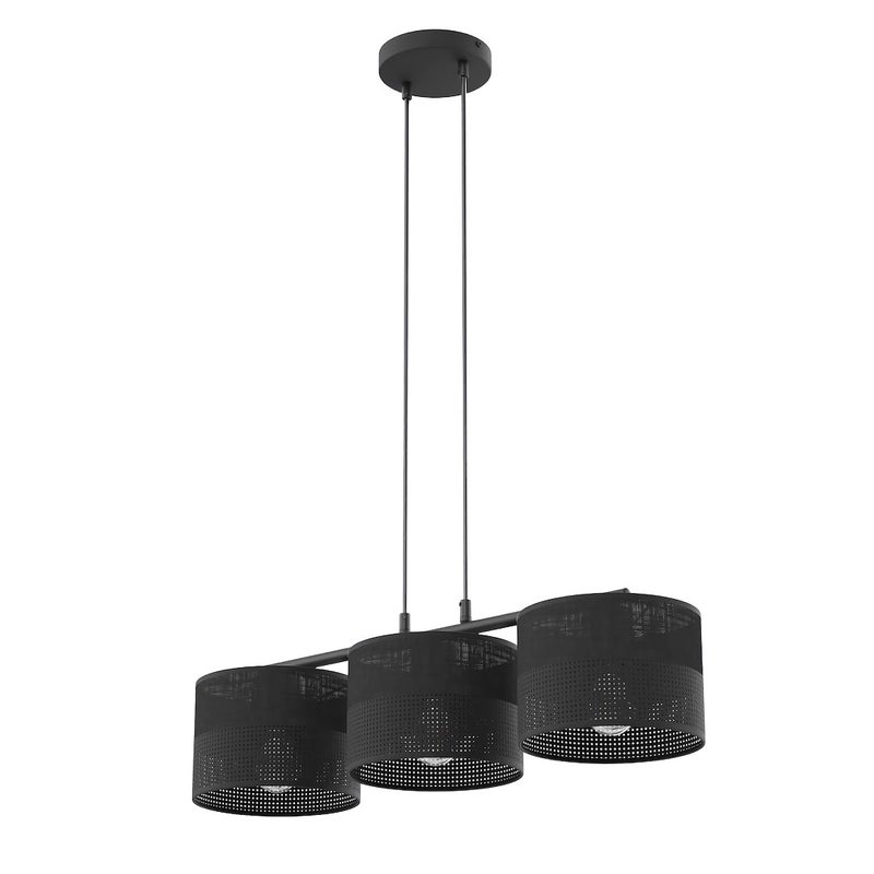 Lampa wisząca listwa perforowane klosze KARBON czarny 3xE27x15W metal wym:140x70x20cm IP20 Emibig