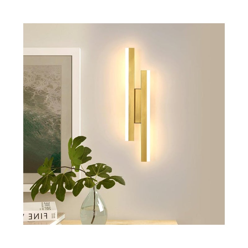 Nowoczesna złota lampa ścienna LED, 16W, do sypialni, salonu, hotelu, klatki schodowej, ciepłe białe światło 3000K, 48cm