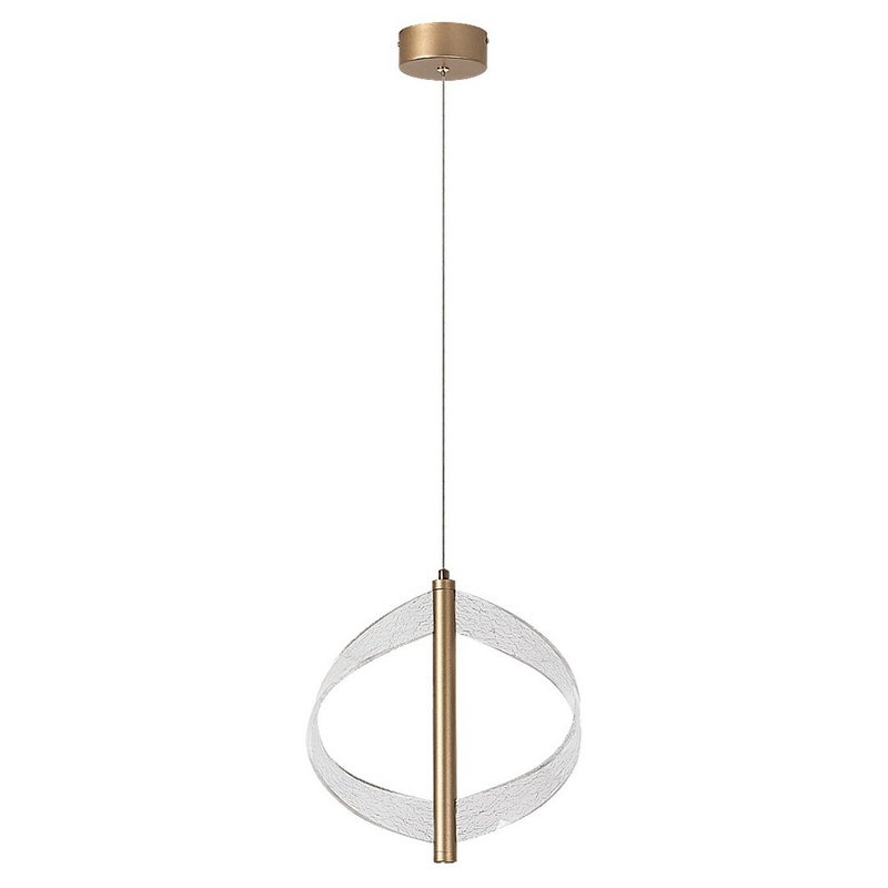 Lampa wisząca LED 8W 340lm 3000K Pierścień Akryl Listwa Złoty Metal IP20
