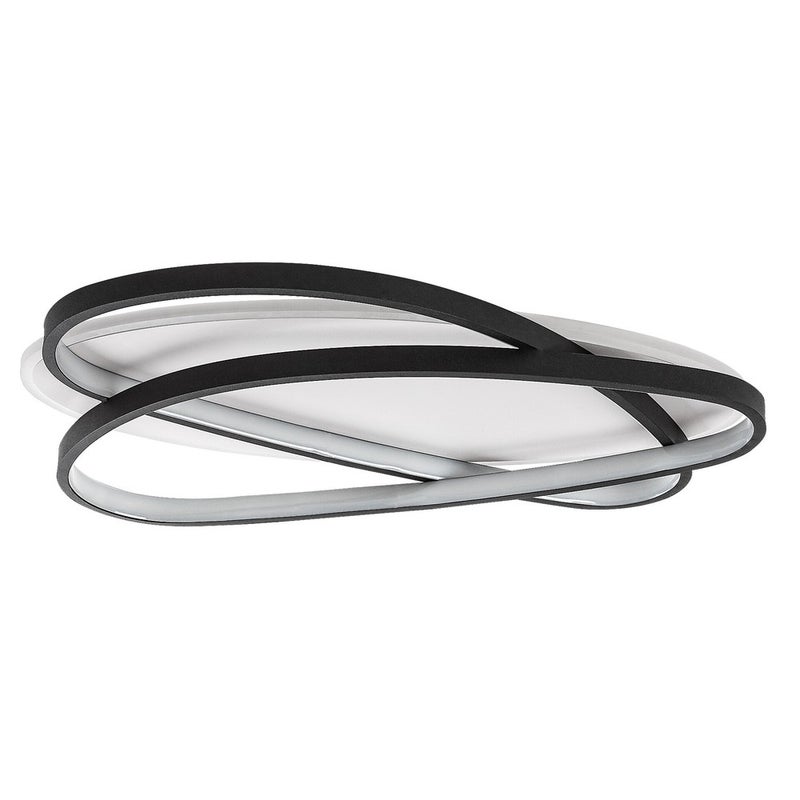 Plafon LED 57W 3200lm CCT Ściemnialny Pierścienie Owalne Czarny Biały Metal IP20