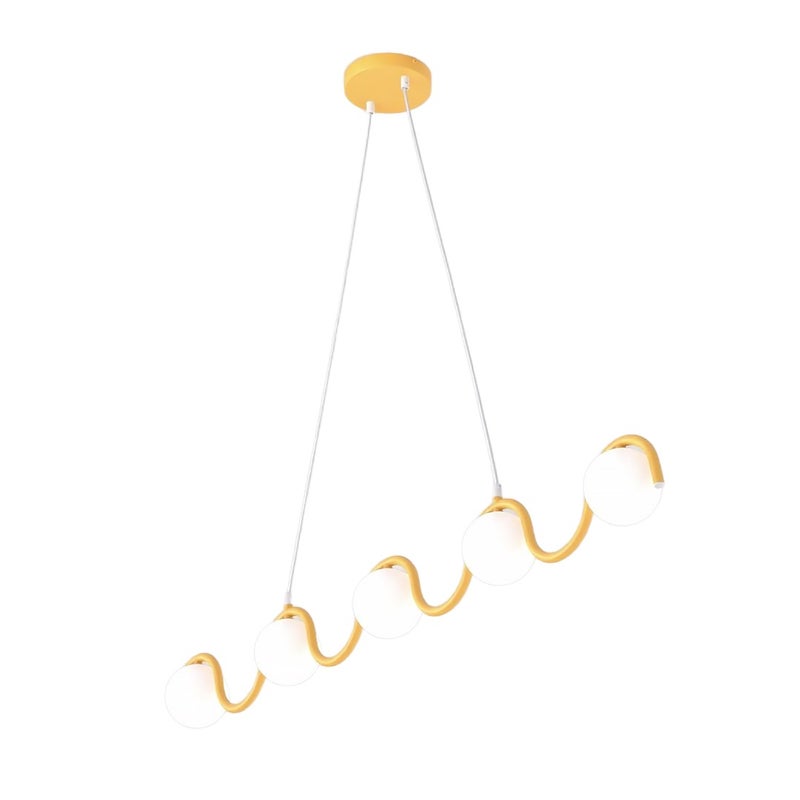 Lampa wisząca falista listwa z kulami SINUS pomarańczowo-biały 5xG9x8W metal wym:120x110x10cm IP20 Emibig