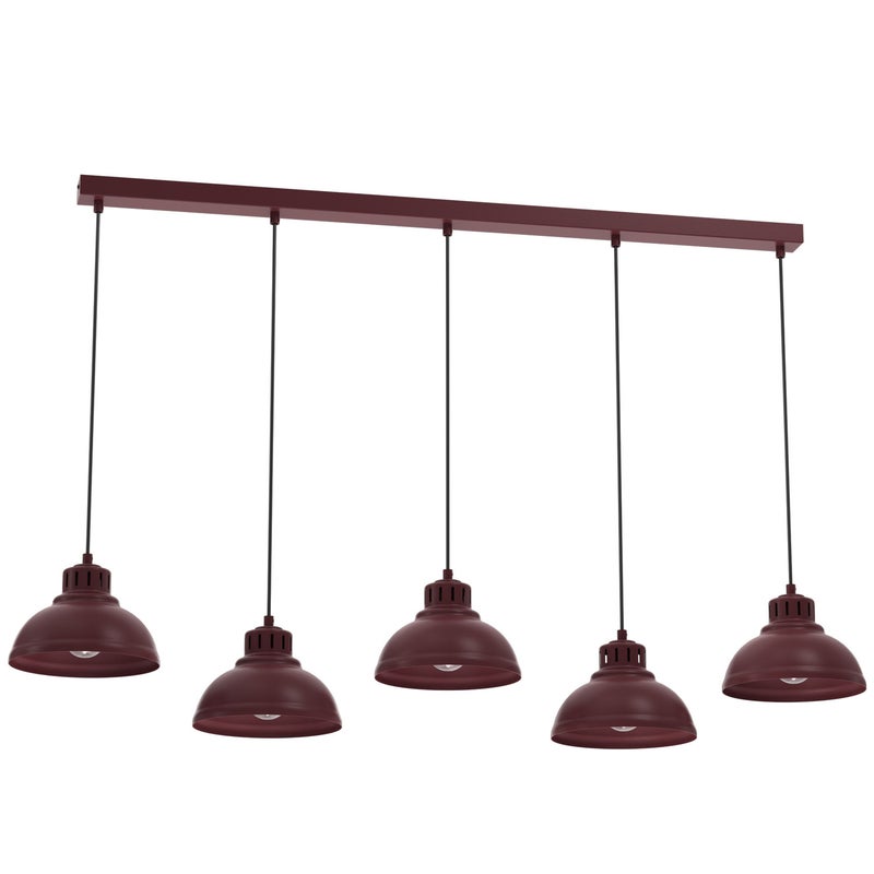 Lampa wisząca Sven czerwony 5xE27x15W metal wym:110x125x21cm IP20 Luminex