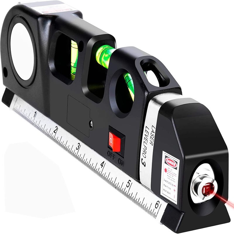 Uniwersalny poziom laserowy 4w1, mocny przenośny laser z poziomem, taśma miernicza, uniwersalna taśma standardowa i metryczna z prowadnicami.