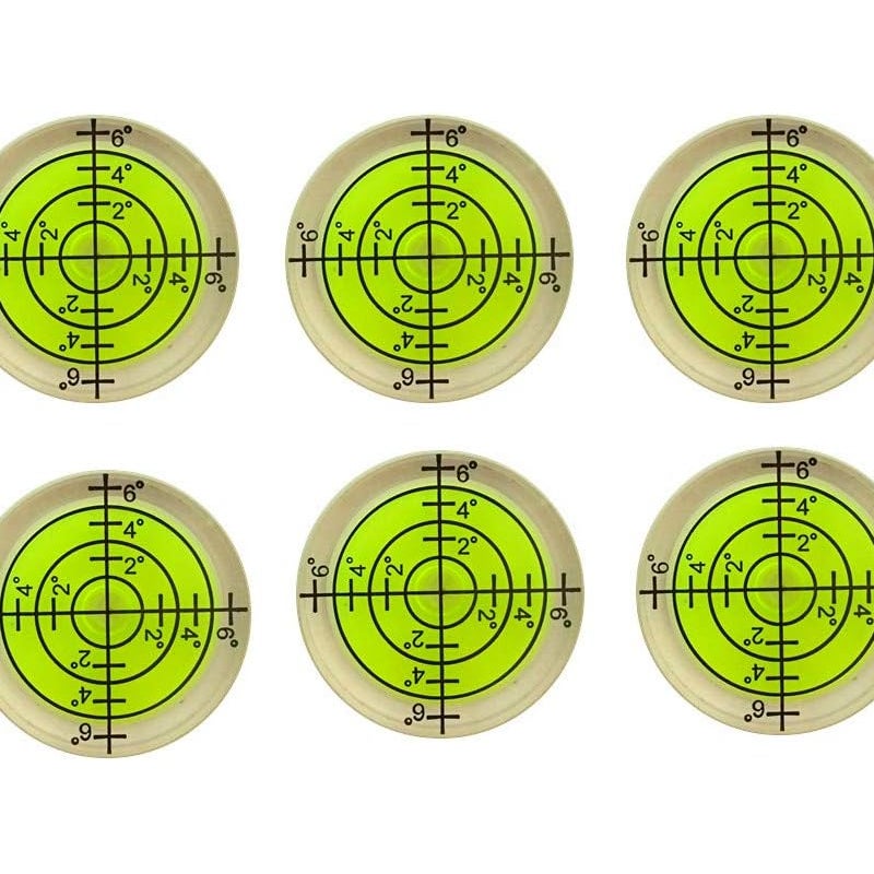 Poziomica bąbelkowa 6x, okrągła poziomica Bullseye 32x7mm do statywu, fonografu, gramofonu - żółty fluorescencyjny