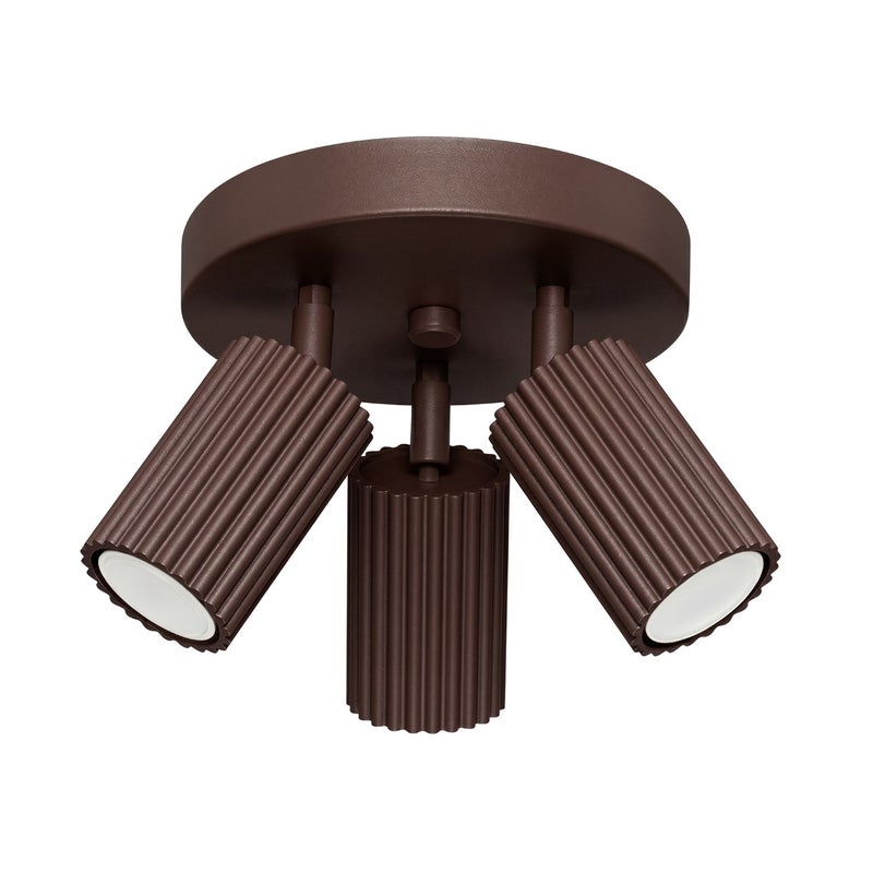 Lampa sufitowa nowoczesna brązowa okrągła ryflowane reflektorki 3xGU10 10W KARBON Sollux Lighting