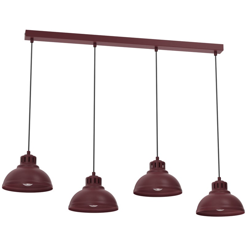 Lampa wisząca Sven czerwony 4xE27x15W metal wym:110x105x21cm IP20 Luminex