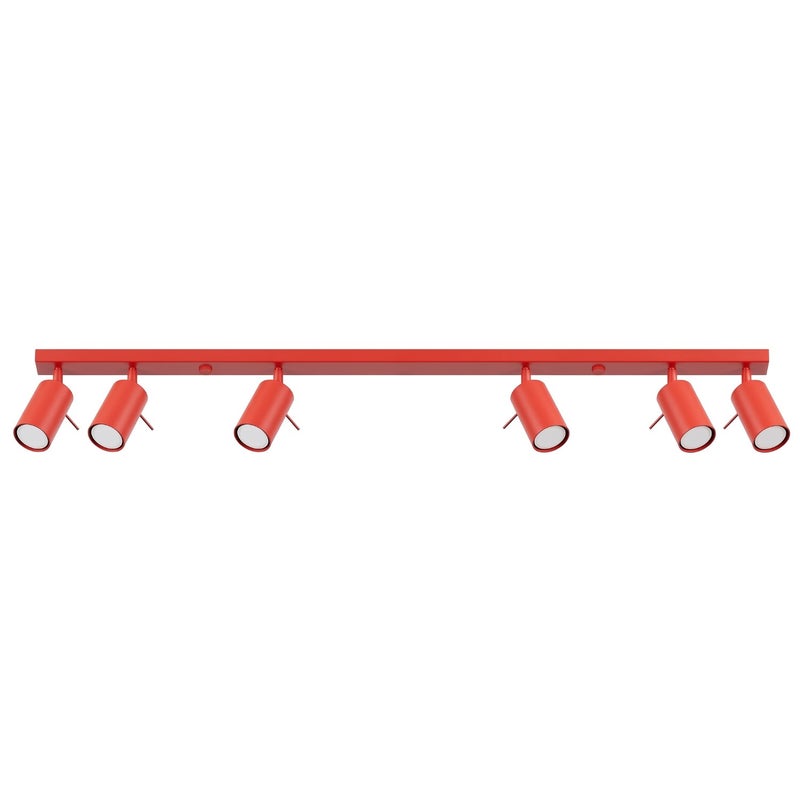 Lampa sufitowa nowoczesna czerwona listwa 118cm reflektorki 6xGU10 10W RING Sollux Lighting