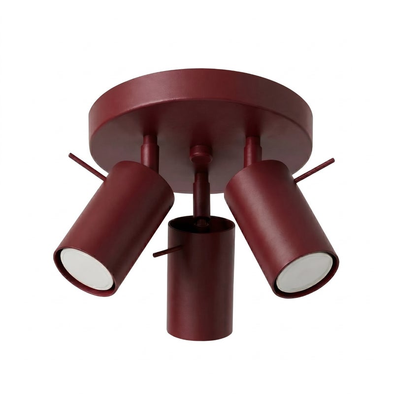 Lampa sufitowa nowoczesna burgundowa okrągła reflektorki 3xGU10 10W RING Sollux Lighting