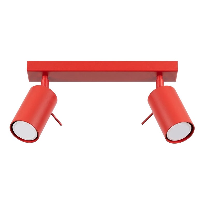 Lampa sufitowa nowoczesna czerwona listwa 30cm reflektorki 2xGU10 10W RING Sollux Lighting