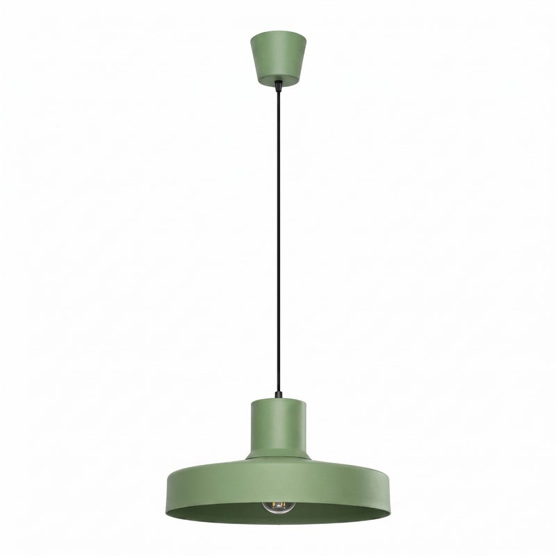 Lampa wisząca retro szałwiowa okrągły metalowy klosz 1xE27 15W BILO Sollux Lighting