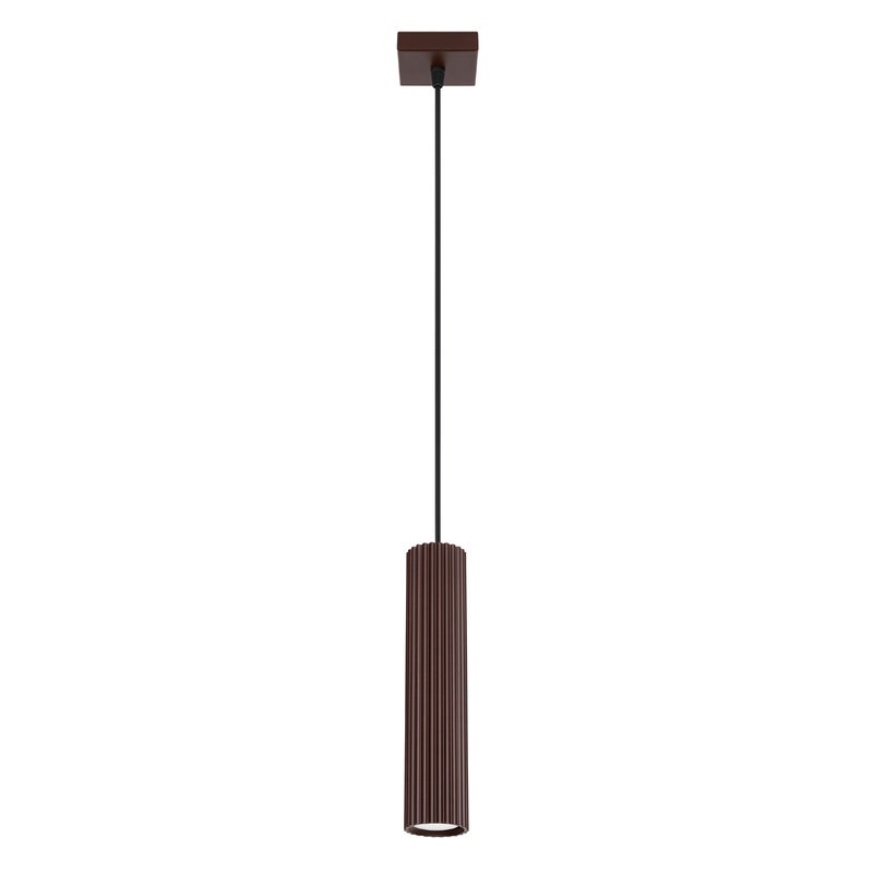 Lampa wisząca nowoczesna brązowa ryflowana tuba 1xGU10 10W KARBON Sollux Lighting