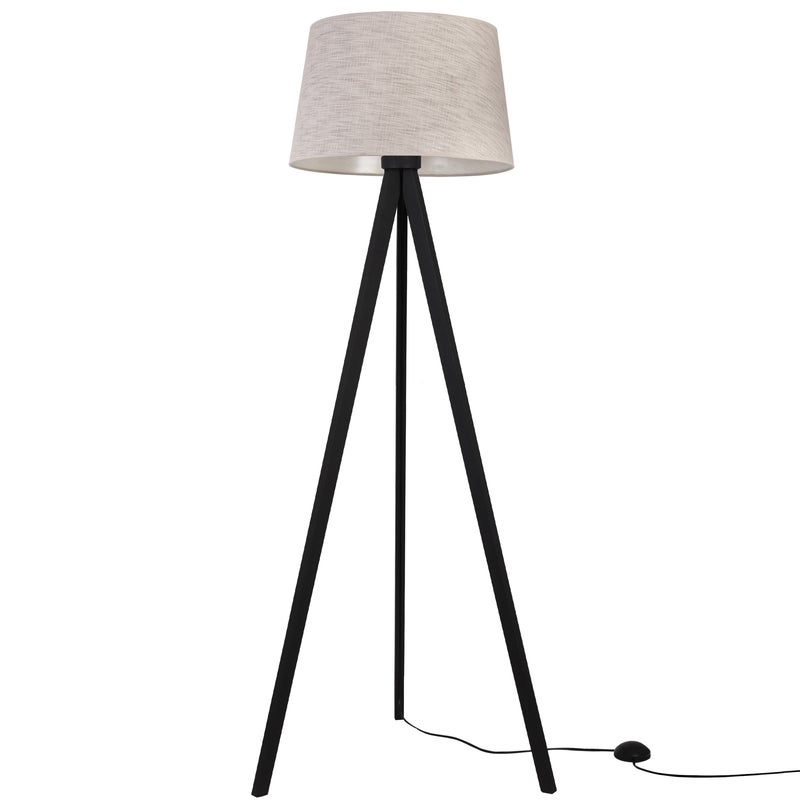 Lampa podłogowa stojąca Len trójnóg czarny 1xE27 stożek beżowy jasny L02 Light Home LH