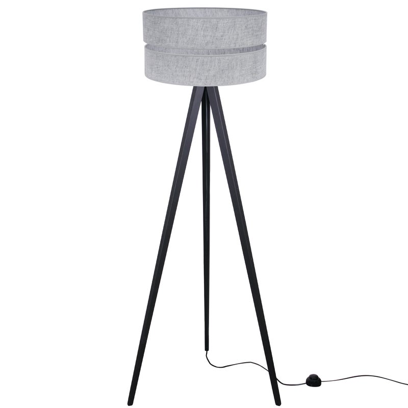 Lampa podłogowa stojąca Len Duo trójnóg czarny 1xE27 abażur szary Light Home LH