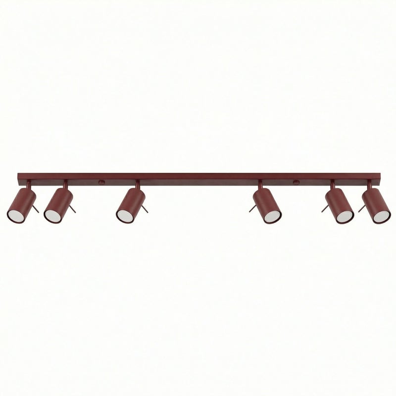 Lampa sufitowa nowoczesna burgundowa listwa 118cm reflektorki 6xGU10 10W RING Sollux Lighting