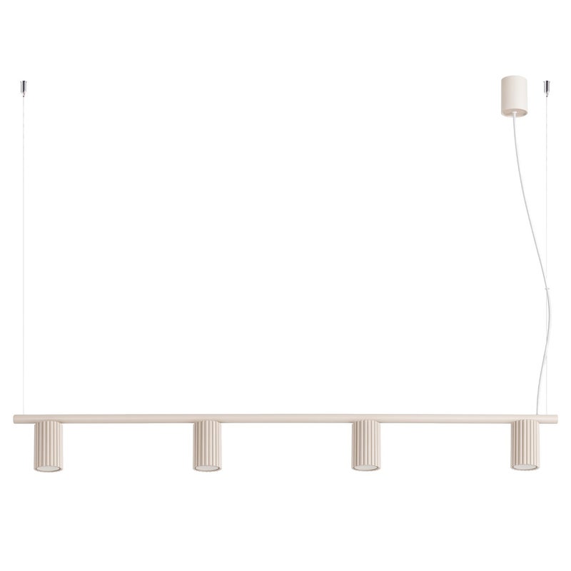 Lampa wisząca nowoczesna beżowa ryflowane spoty na sticku 4xGU10 10W KARBON Sollux Lighting