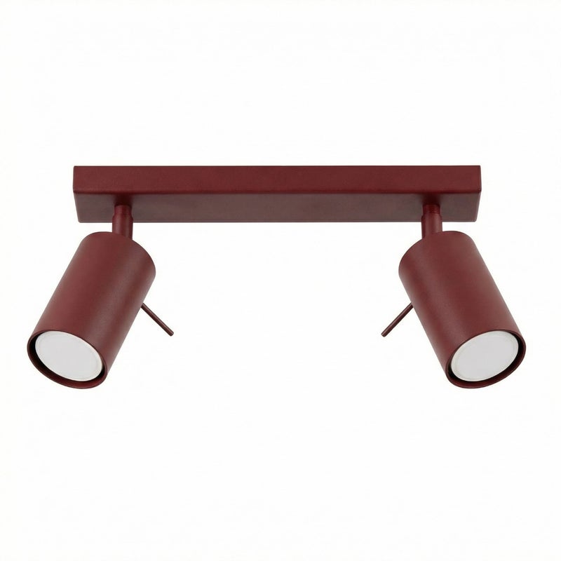 Lampa sufitowa nowoczesna burgundowa listwa 30cm reflektorki 2xGU10 10W RING Sollux Lighting
