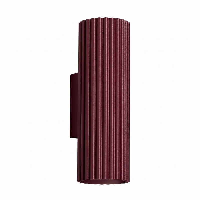 Kinkiet ścienny nowoczesny burgundowy ryflowana tuba góra dół 2xGU10 10W KARBON Sollux Lighting