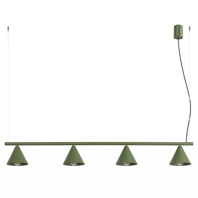 Lampa wisząca klasyczna zielona oliwkowa stożkowe klosze na sticku 4xE14 10W NOX Sollux Lighting