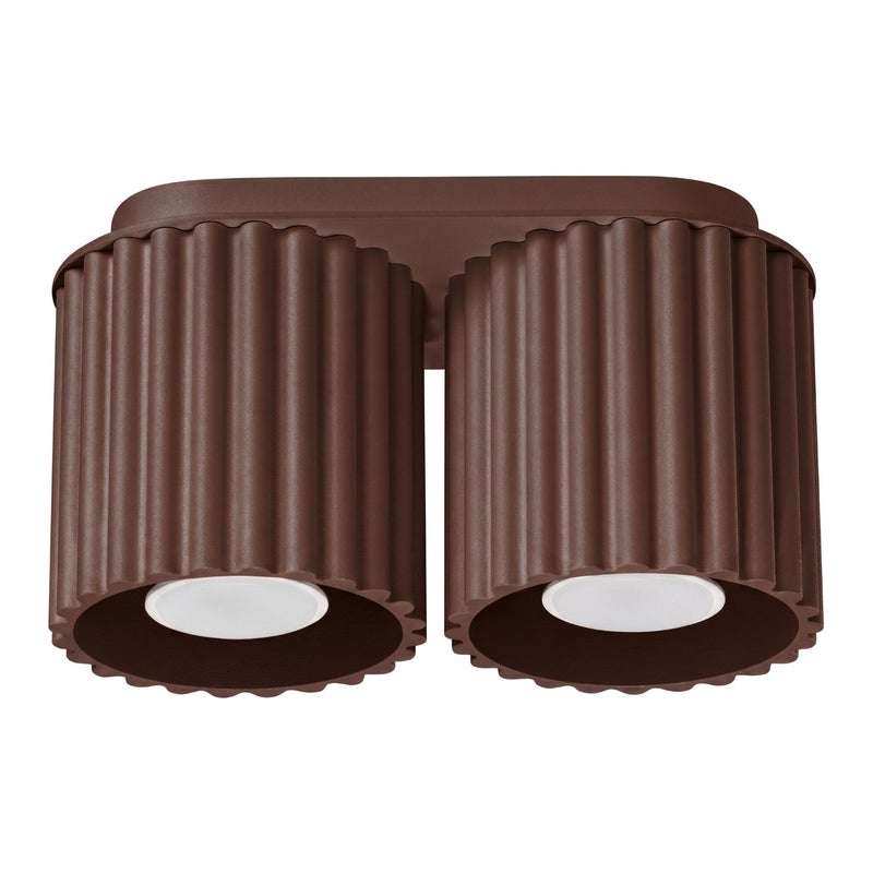 Spot sufitowy nowoczesny brązowy podwójny ryflowany 2xGU10 10W AURA Sollux Lighting