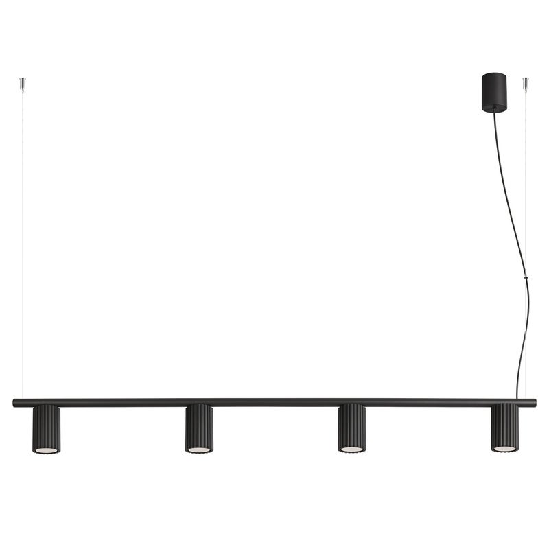 Lampa wisząca nowoczesna czarna ryflowane spoty na sticku 4xGU10 10W KARBON Sollux Lighting