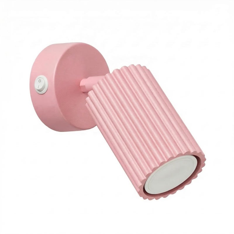 Kinkiet ścienny nowoczesny różowy ryflowany reflektor włącznik 1xGU10 10W KARBON Sollux Lighting